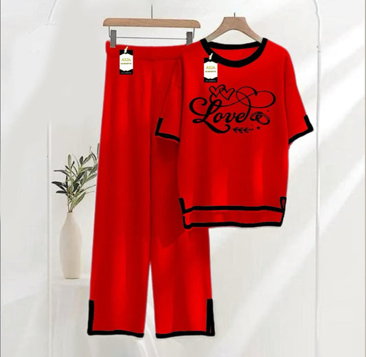 Printed Turkish winter co-ord set for women, warm and stylish loungewear by Three Queen, featuring cozy nightwear with vibrant patterns.