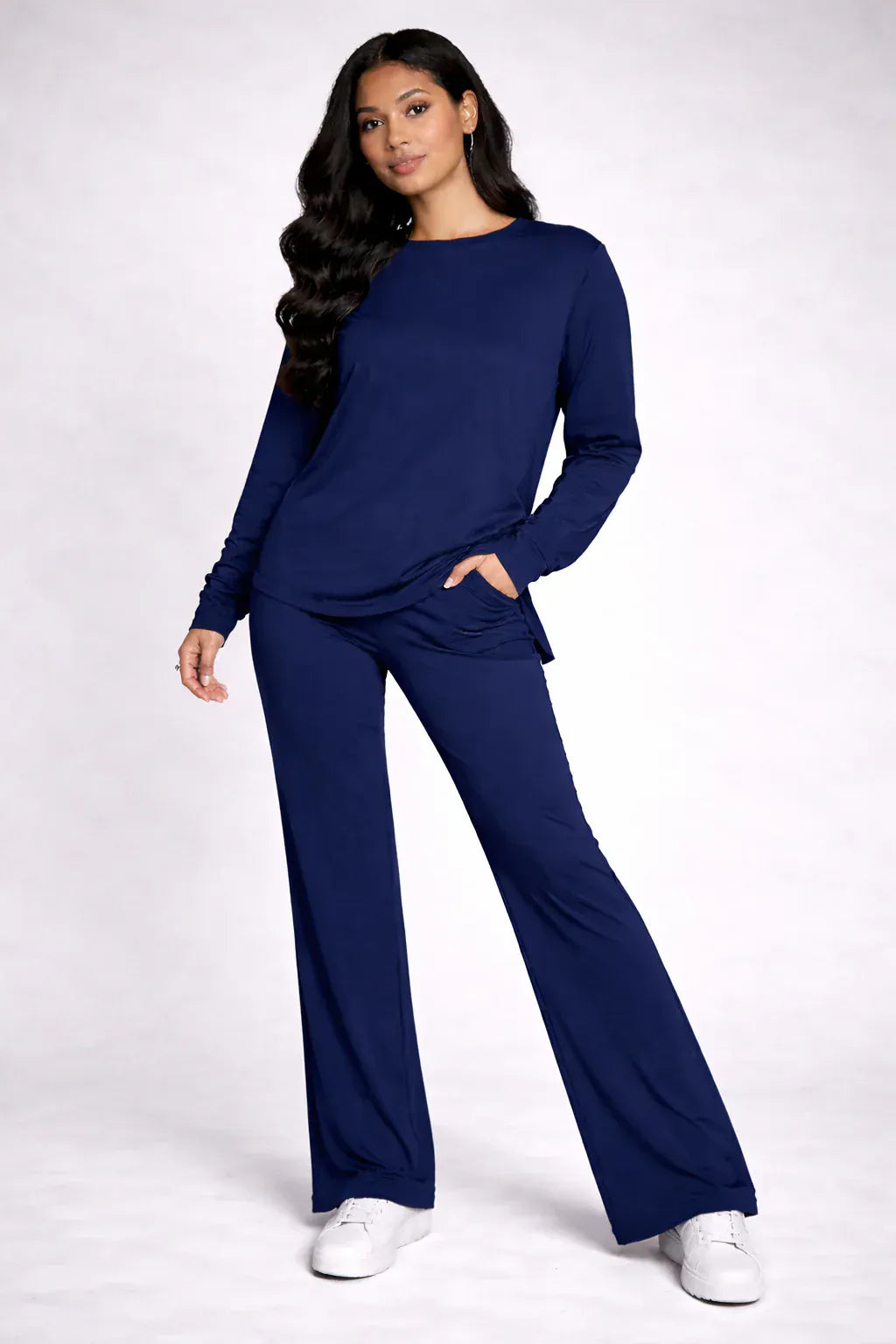 Navy blue cotton jersey flapper style night suit by Comfettie, perfect for summer lounging and comfortable sleep.