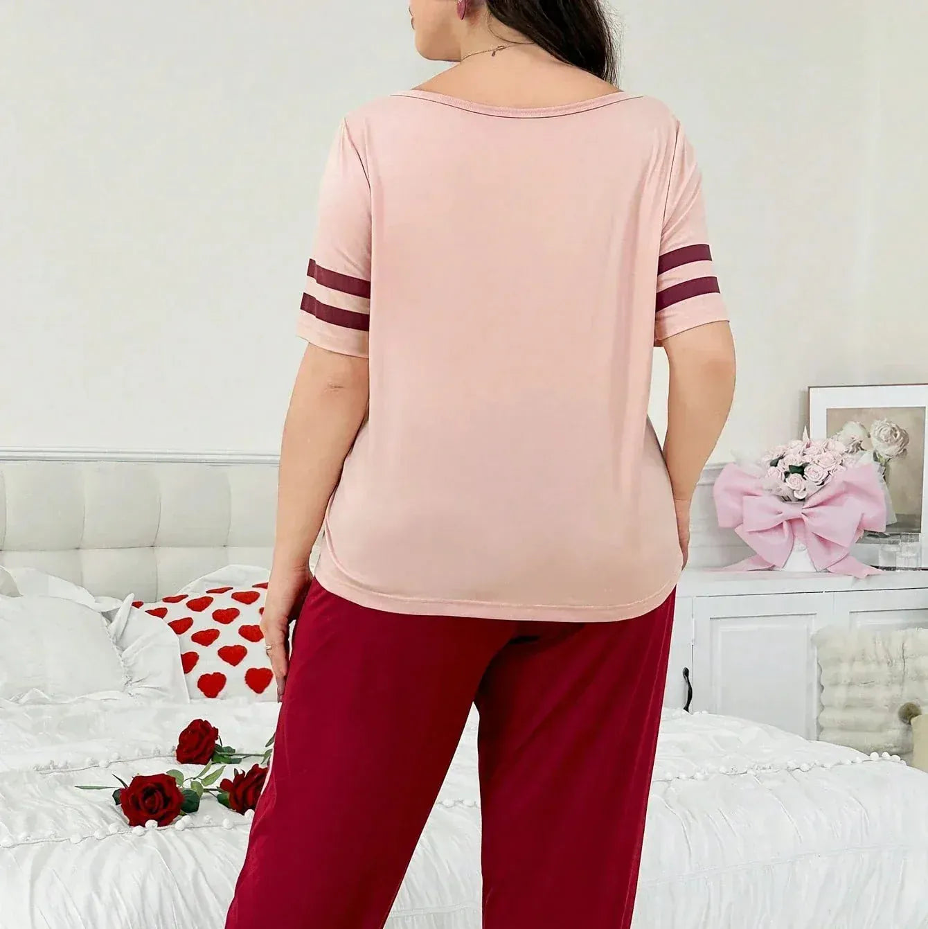Comfettie two-heart printed night suit featuring a cozy, comfortable fabric and charming heart designs for a restful sleep.