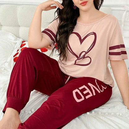 Comfettie two-heart printed night suit featuring a soft, cozy fabric with charming heart patterns, ideal for comfortable sleepwear.