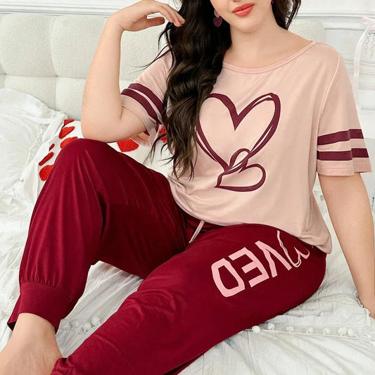 Comfettie two-heart printed night suit featuring a soft, cozy fabric with charming heart patterns, ideal for comfortable sleepwear.