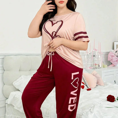 Comfettie two-heart printed night suit featuring a soft, comfortable fabric with a charming heart pattern in pastel colors.