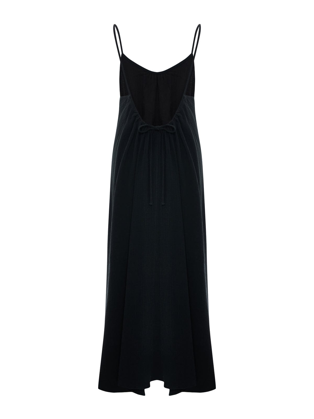 Black Back Less Maxi Dress by Nextry.pk, featuring a stylish open-back design and flowy silhouette for elegant summer wear.