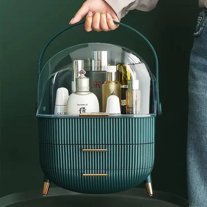 Large waterproof cosmetic storage box by Nextry.pk with compartments for jewelry, makeup, and skincare organization.