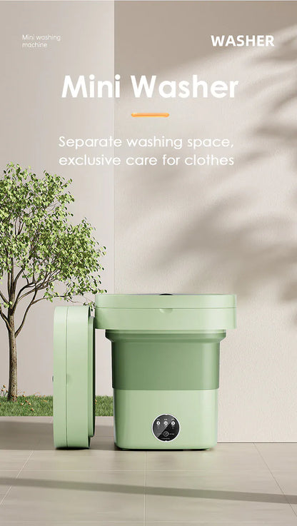 MiniMax foldable washing machine and dryer by Nextry.pk, compact 5L and 11L portable laundry appliances in black and silver.