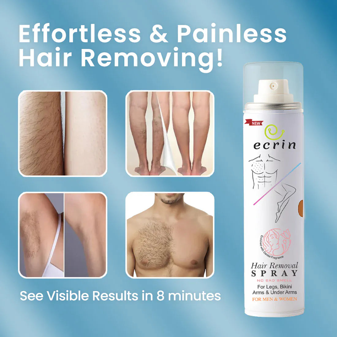 New Ecrin Hair Removal Foaming Spray (for men & women) 200ml
