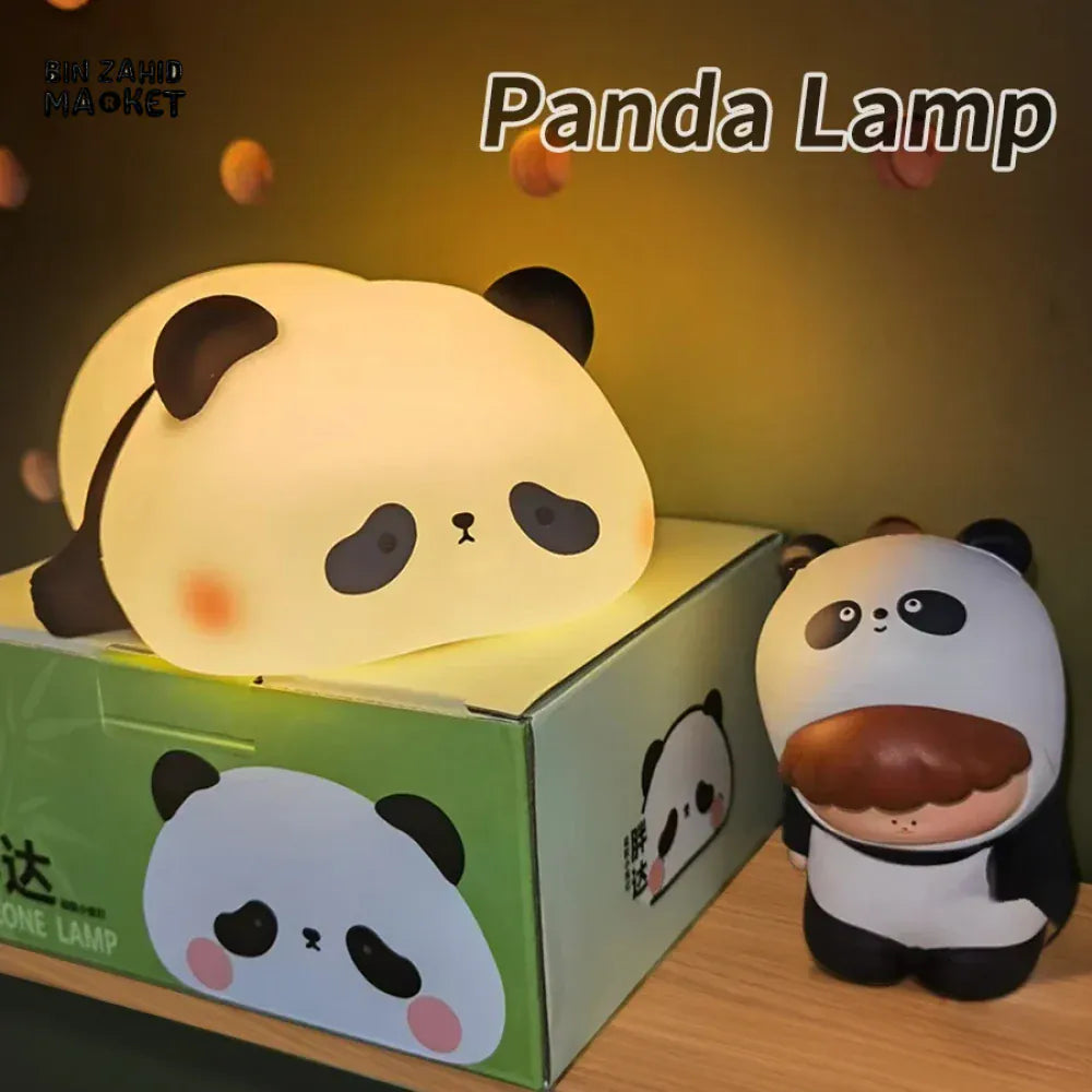 Cute silicone Panda LED desk lamp with touch control and USB rechargeable feature, ideal for a cozy bedside or desk lighting.