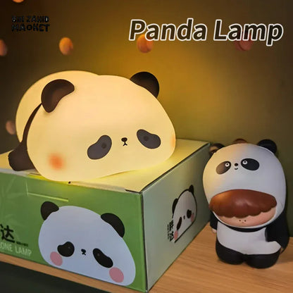 Cute silicone Panda LED desk lamp with touch control and USB rechargeable feature, ideal for a cozy bedside or desk lighting.