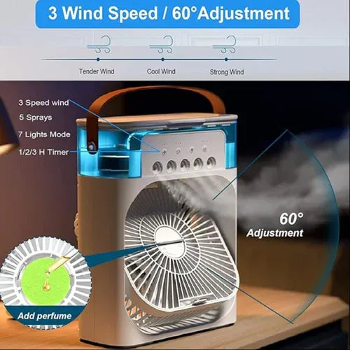 Portable Air Cooling Fan With Mist Spray