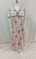 Printed Lilan long nighty from Nextry.pk featuring a floral design, soft fabric, and comfortable fit for peaceful sleep.