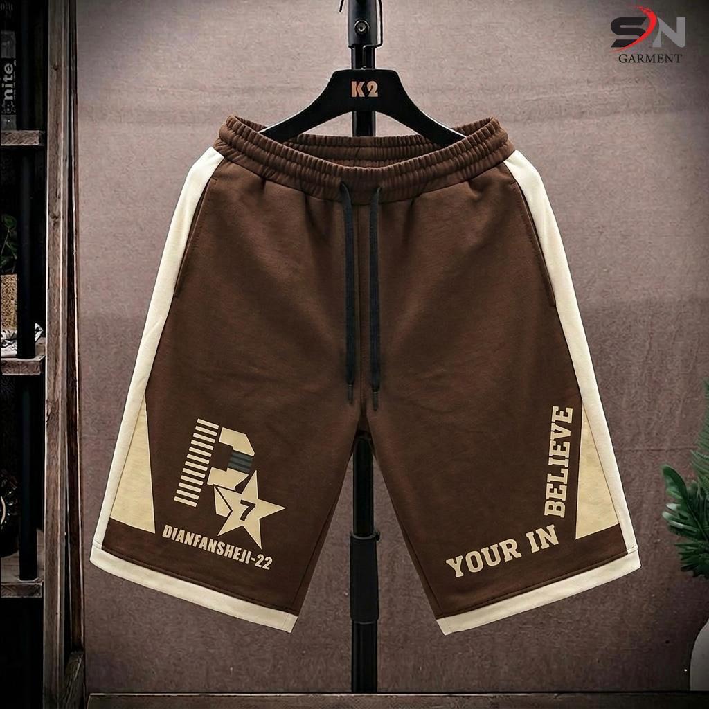 Men's R7 Printed Panel Shorts by Nextry.pk featuring cotton terry fabric, casual and sports style with bold printed design.