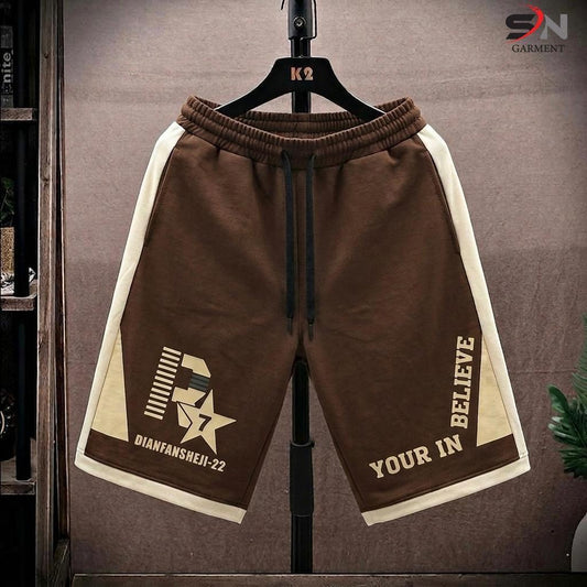 Men's R7 Printed Panel Shorts by Nextry.pk featuring cotton terry fabric, casual and sports style with bold printed design.
