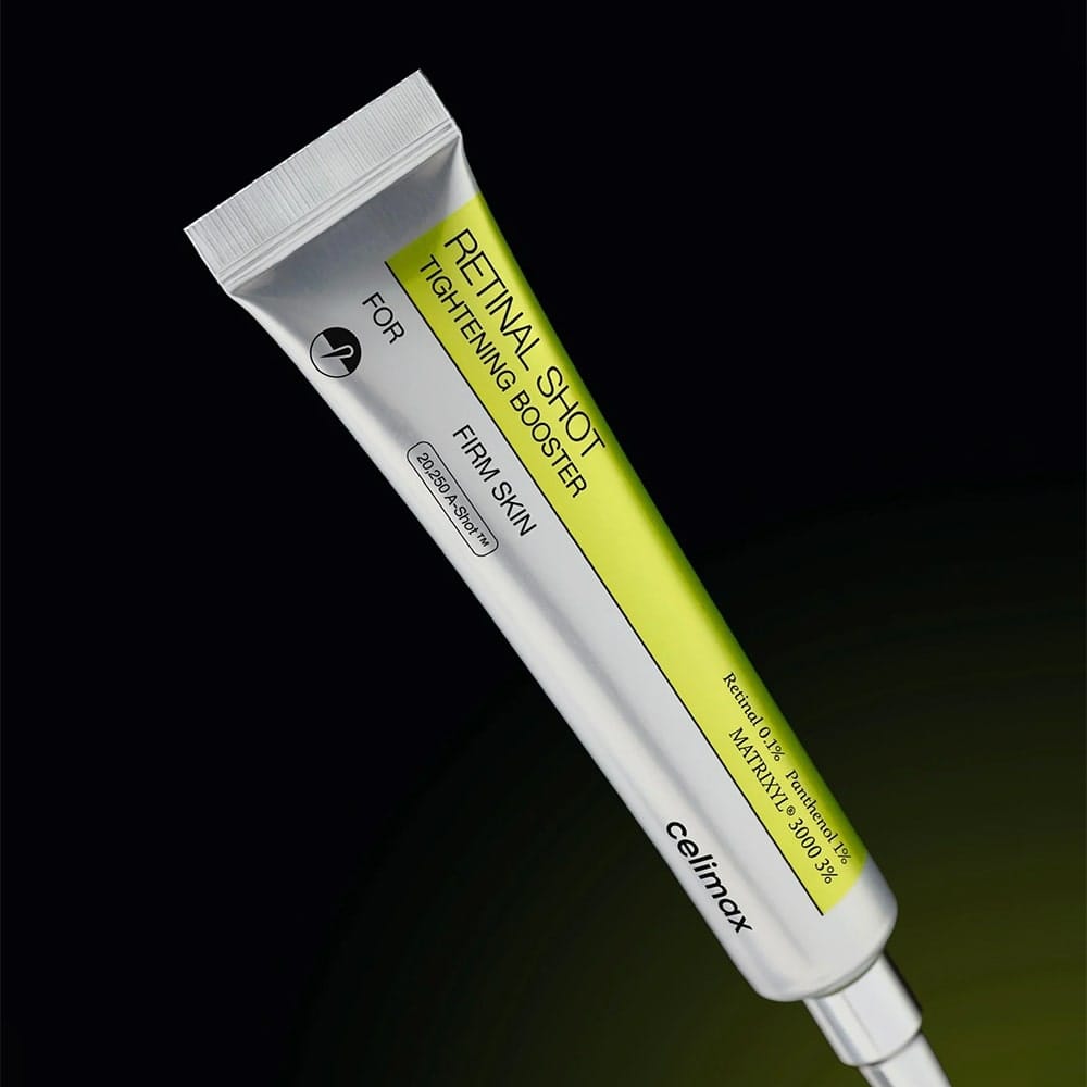 Celimax Retinal Shot Tightening Booster in 15ml bottle, showing the skincare serum with a sleek packaging design.