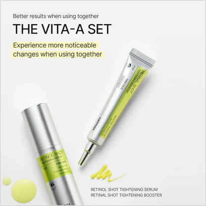 Celimax Retinol Shot Tightening Booster featuring a sleek dropper bottle for firming and skin tightening skincare treatment.