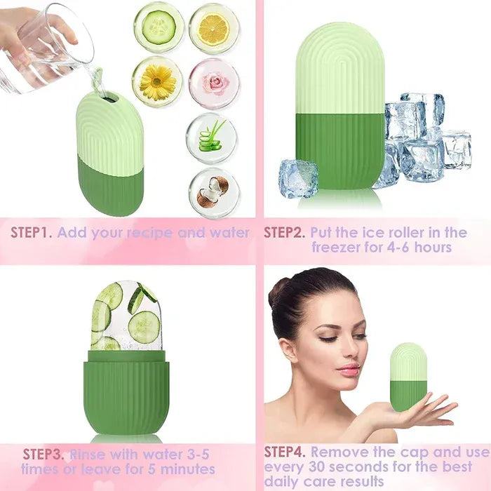 Silicone face ice roller by Nextry.pk with a handle and roller head, used for facial cooling and skincare treatment.