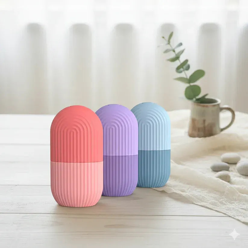 Silicone face ice roller by Nextry.pk, showing the smooth, rounded roller head and handle for facial cooling and skincare.