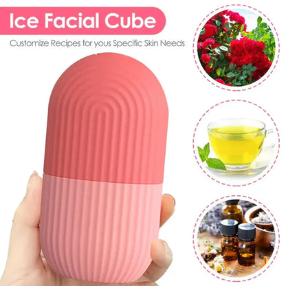 Silicone face ice roller by Nextry.pk showing a hand holding a cooling facial roller with textured surface for skincare.