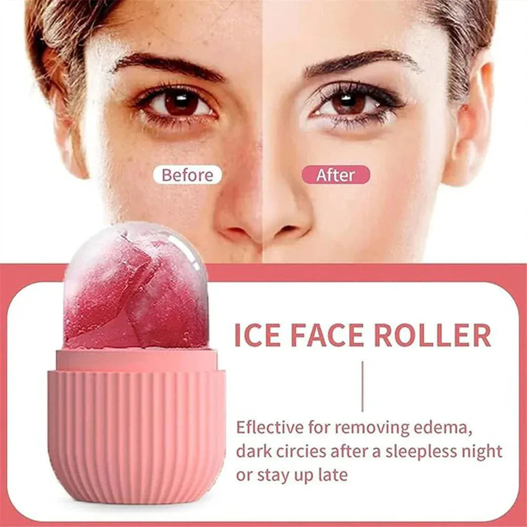 Silicone face ice roller by Nextry.pk, showing a sleek handheld skincare tool with a rounded roller for facial massage.
