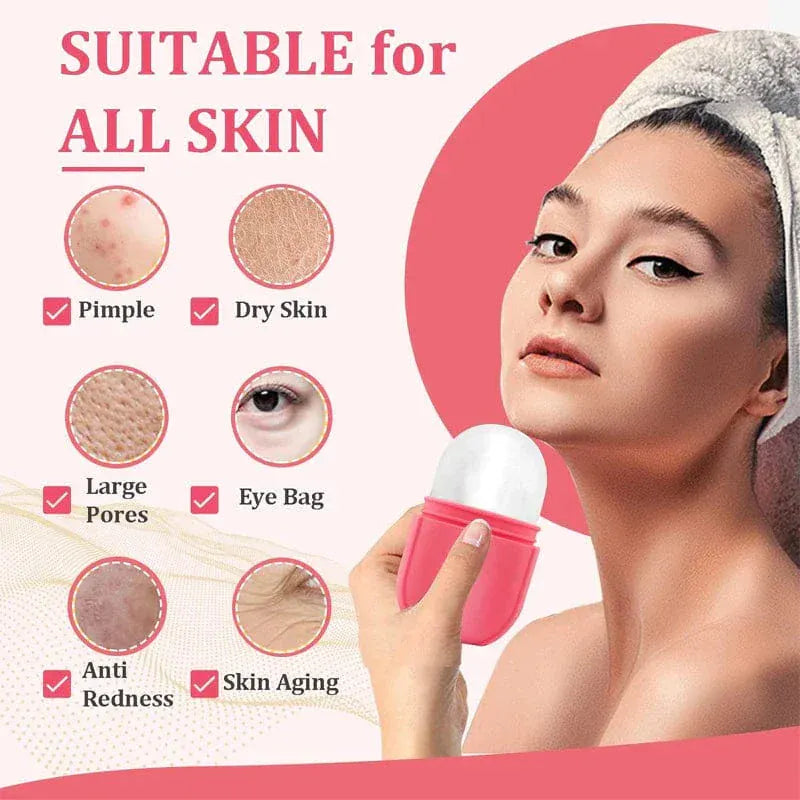 Silicone face ice roller by Nextry.pk, showing a handheld skincare tool with a smooth roller designed for facial cooling and soothing