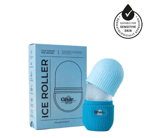 Silicone face ice roller by Nextry.pk, showing a close-up of the cooling facial massage tool with a textured surface.