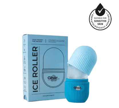 Silicone face ice roller by Nextry.pk, showing a close-up of the cooling facial massage tool with a textured surface.