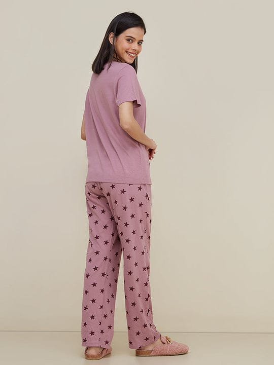 Love Sleep printed women's night suit made of cotton jersey, featuring a comfortable, stylish design from The Style Bazar.