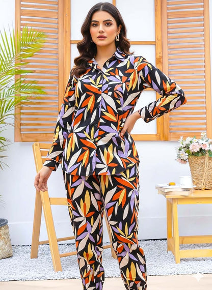 Imported linen printed flower PJ set from The Style Bazar, featuring a comfortable, floral-designed linen sleepwear ensemble.