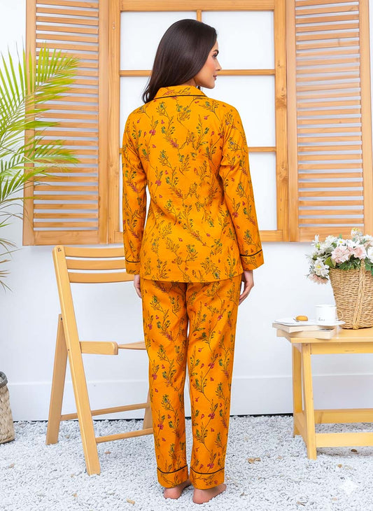 Imported linen printed warm glow PJ set by The Style Bazar, featuring comfortable linen fabric and a colorful printed design.