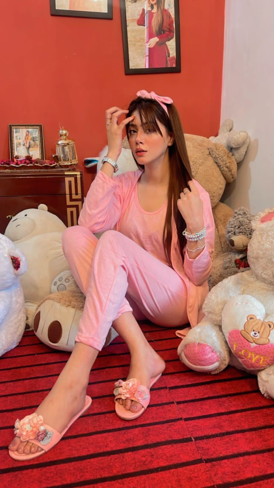 3 Piece Baby Pink Plain Nightwear - Nextry.pk