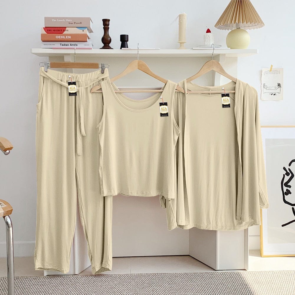 Three Queen ladies night suit with 3-piece inner gown and trousers, shown in a comfortable, stylish sleepwear set.