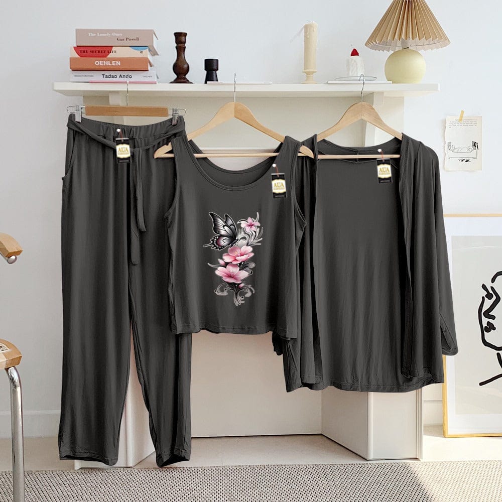 Three Queen ladies night suit with 3-piece inner gown and trousers, comfortable sleepwear set shown in the image.