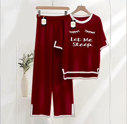 Maroon Turkish winter co-ord set for women, stylish nightwear from Three Queen, featuring a cozy, warm loungewear ensemble.