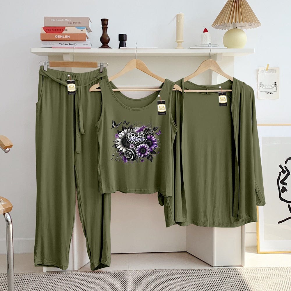 Three Queen ladies night suit with 3-piece inner gown and trousers, comfortable and stylish sleepwear for women.